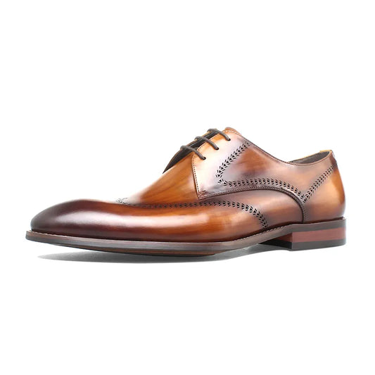 Zapatos de vestir Oxford Brogue artesanal para Hombre: Diseño de moda y cierre con cordones